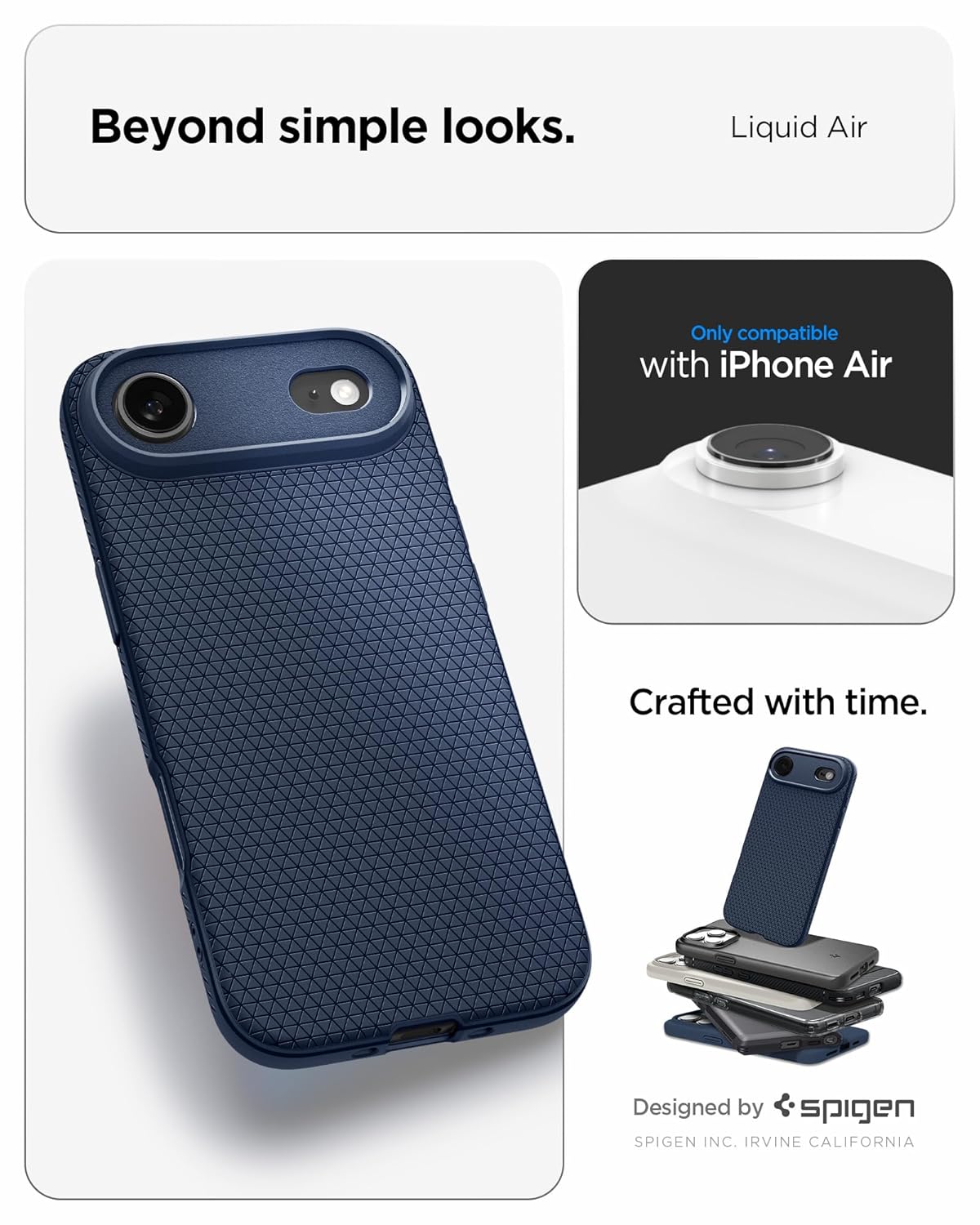 Spigen for iPhone Air Back Cover Case, Liquid Air (Durable Protection Case)(Air Cushion Technology) - TPU | Navy Blue - Image 3
